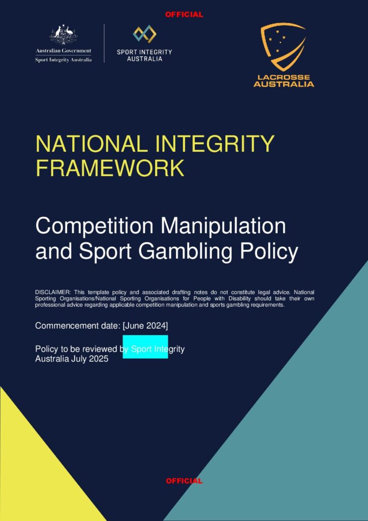 Competition Manipulation and Sport Gambling Policy 2024 NIF